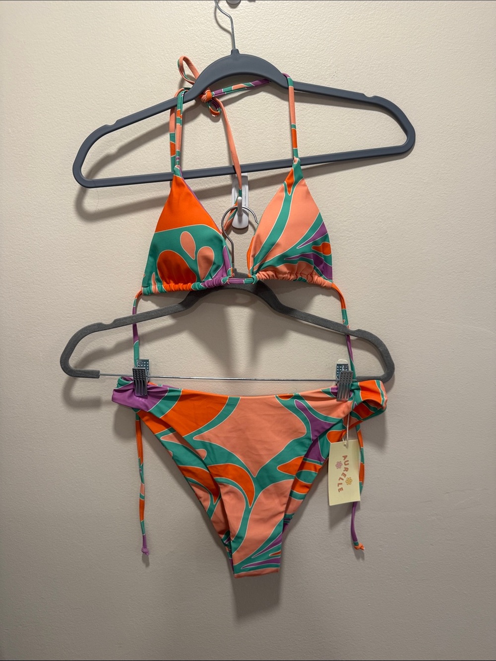 Orange, Teal & Purple Printed Two-Piece Swim Bikini